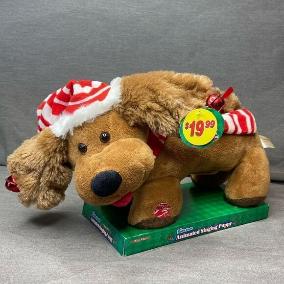 NWB Dan Dee Animated Singing Puppy Weiner Dog Plush Stuffed 3 Christmas Songs - Picture 2 of 11